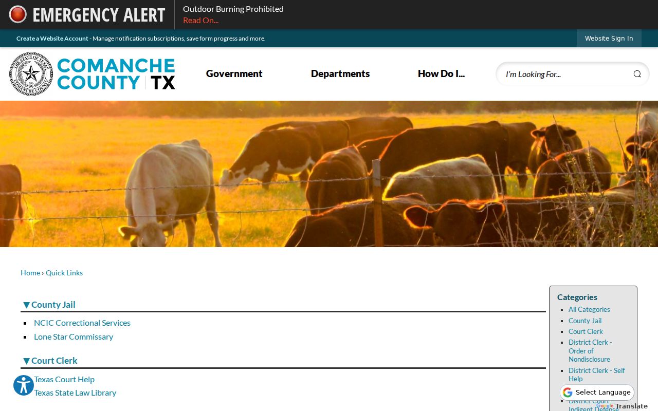Comanche County official court quick links